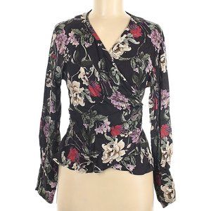 Floral Wrap Collective Concepts Long Sleeve Blouse Size M
